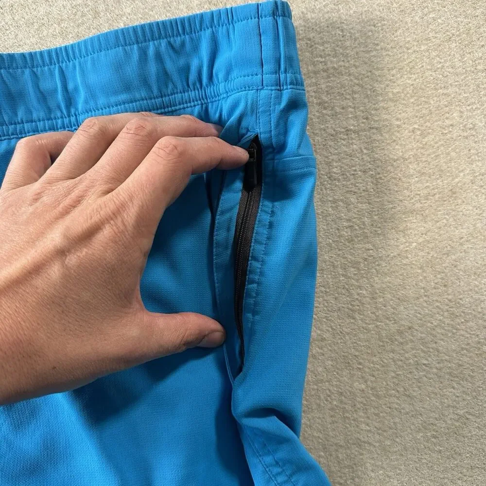 Mack Weldon Bathing Suit Men’s Swim Trunks Size L Blue Lined Zipper Pockets